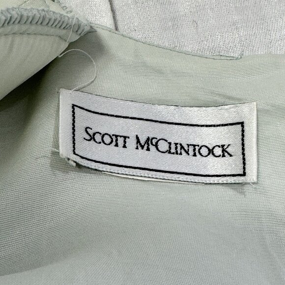 Scott McClintock Dress Green Damask Jacquard Lace Collar Size 10 Vintage 1980s - Picture 10 of 10